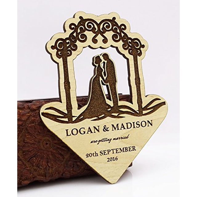 Personalized Save The Date Wooden Engraved Magnets 40 Rustic Wedding Annoucement