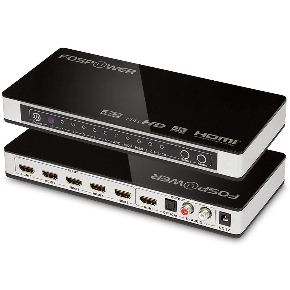 5 x 1 HDMI Switch [Ultra HD 4K x 2K], FosPower 5 Ports HDMI Audio