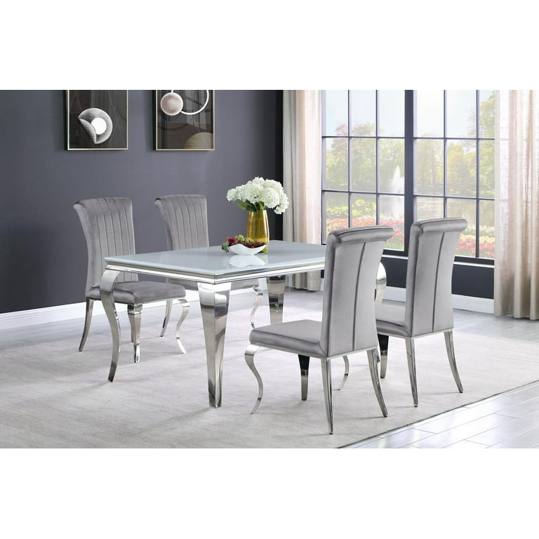 White and online chrome dining table