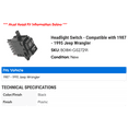 thumbnail image 2 of Headlight Switch - Compatible with 1987 - 1995 Jeep Wrangler 1988 1989 1990 1991 1992 1993 1994, 2 of 2