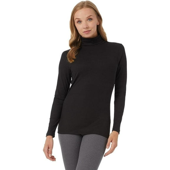 32 Degrees Women’s Ultra Soft Thermal Midweight Baselayer Turtleneck Long Sleeve Top (Black, Small)
