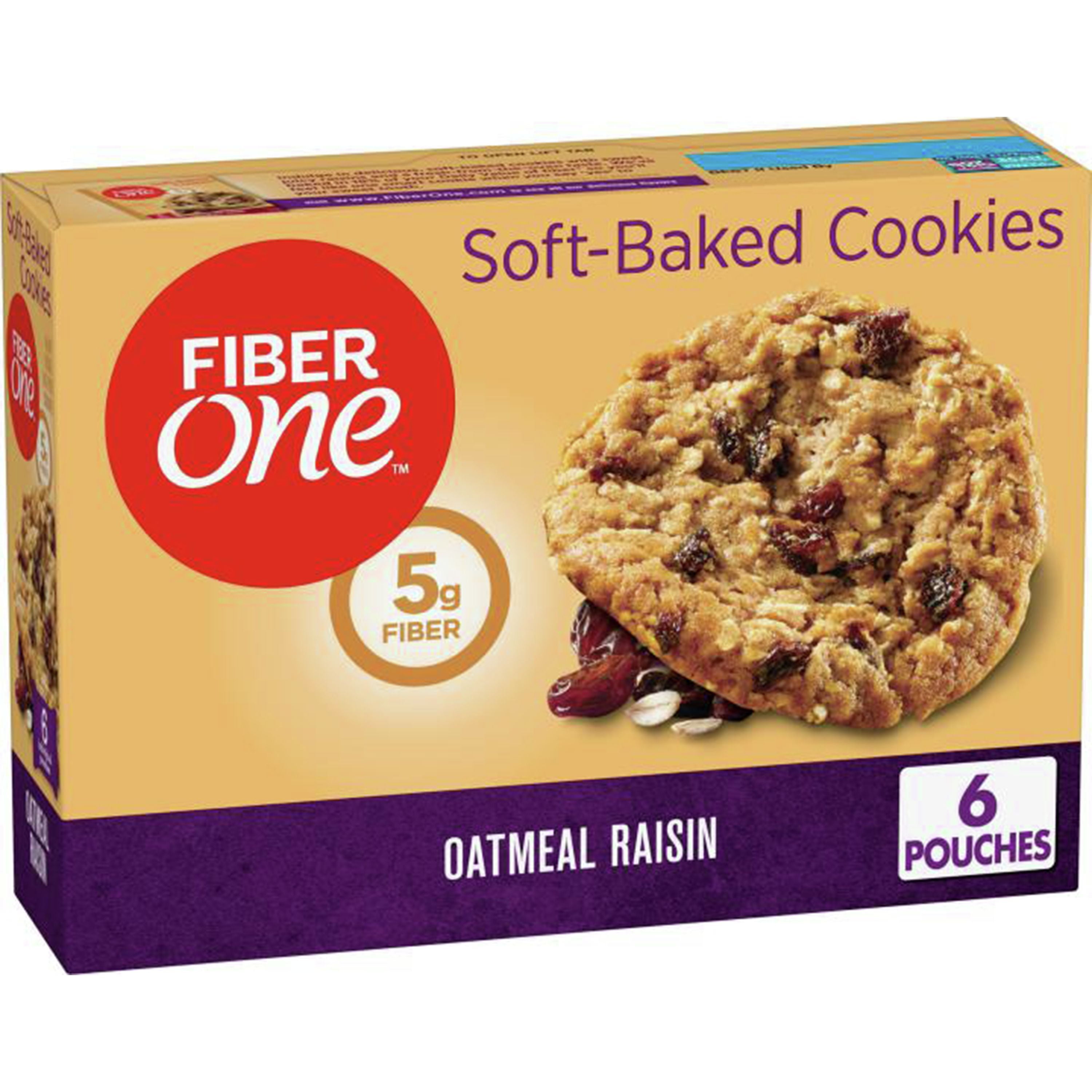 Fiber One Soft-Baked Cookies, Oatmeal Raisin, 1.1 oz, 6 ct