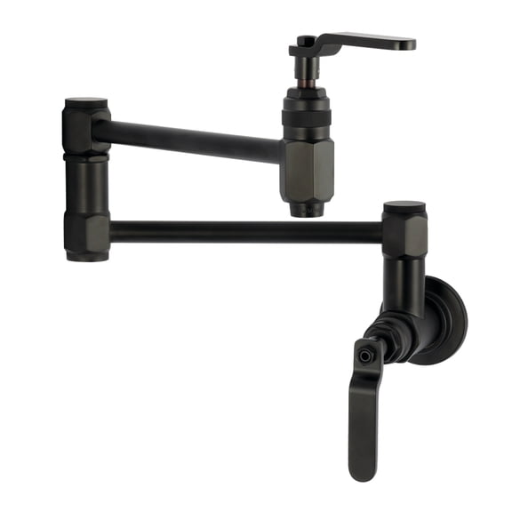 Kingston Brass KS5100KL Whitaker Two-Handle 1-Hole Wall Mount Pot Filler Faucet in Matte Black