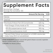 Sports Research® Fish Oil Mini-Softgels Easy to Swallow Omega-3 Fatty Acids 625mg (120 Capsules)