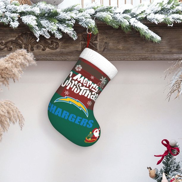 Calcetines navideños del equipo de fútbol Chargers, adornos navideños, adornos para árboles de Navidad, calcetines de regalo navideño