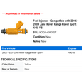 thumbnail image 2 of Fuel Injector - Compatible with 2006 - 2009 Land Rover Range Rover 4.4L V8 2007 2008, 2 of 2