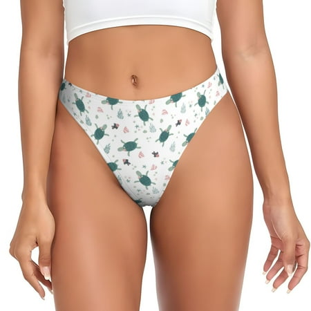 Sigee Hand Drawn Turtle for Women s G-String Panty  Low Rise  Soft Lace Perfect for Everyday Wear or Special Occasions-4X-Large