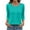 Z011_Turquoise, variant on Womens Tops 3/4 Length Sleeve Blouses Dressy Casual Pleated Front T Shirts Loose Fit Tunic
