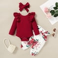 thumbnail image 5 of Younger Tree Infant Toddler Baby Girl Fall Long Sleeve Romper Pants Headband Clothes Outfits, 5 of 9