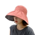 thumbnail image 2 of Eoperou Women Sun Hat Wide Brim Face Protection Plaid Lining Empty Top Two-way Wear Sunscreen Detachable Windproof Strap Adjustable Fisherman Hat Headwear, 2 of 7
