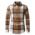 thumbnail image 5 of ZCFZJW Men's Flannel Shirts Fall Winter Lightweight Casual Button Down Plaid Shirt Long Sleeve Fleece Shacket Jackets Khaki L, 5 of 9
