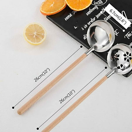 

2 Pcs Sakura Slotted Spoon Soup Ladle Set 304 Stainless Steel Ladle Spoon for Home Kitchen Dining Restaurant