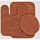 thumbnail image 1 of Juego de 3 piezas de alfombra de baño antideslizante tradicional de lujo, color liso, con forma de U, alfombra, tapete y funda para tapa de inodoro con respaldo de goma, nuevo #6 Rust, 1 of 5
