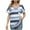 Blue, variant on Annhoo Womens Summer Blouse V-Neck Casual Short Sleeve Tees Color Block Striped Tops Loose T-Shirts with Pocket