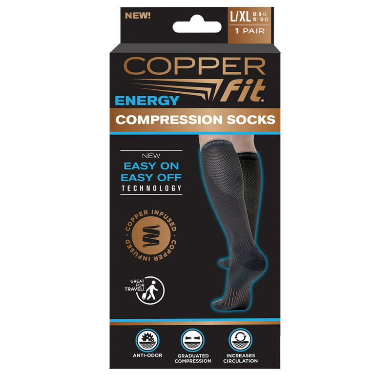 Copper Fit Energy Unisex Easy-On/Easy-Off Knee High Compression Socks