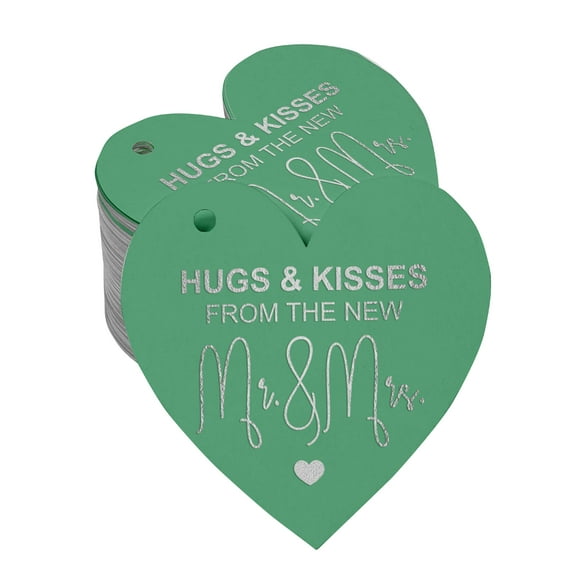 Inkdotpot Silver Foil Paper Hang Tag Hugs & Kisses From The Wedding Favor Tag 50 Pieces