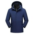 thumbnail image 2 of Sentmoon Men Coat Color Block Long Sleeve Drawstring Hooded Neck Winter Jacket Men Oversized Zipper Windbreaker Waterproof Clothes for Men Fall Delightful for Commuting and Bike Riding Navy XL, 2 of 7
