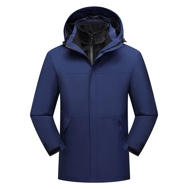 Pisexur Vestes pour Hommes Manteaux Confortables pour Hommes Unisexe à Capuche Manches Longues Patchwork Fermeture Éclair Coquille Rigide Polaire Vêtements de Randonnée Manteau d'Extérieur Bleu Marine,m