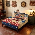 thumbnail image 4 of Manfei Vintage US Flag Stars Twin Sheets, Patriotic 250 Years Print Bedding, Multicolor, Navy Reversible 3pcs (1 Flat Sheet, 1 Fitted Sheet and 1 Pillowcase), 4 of 6