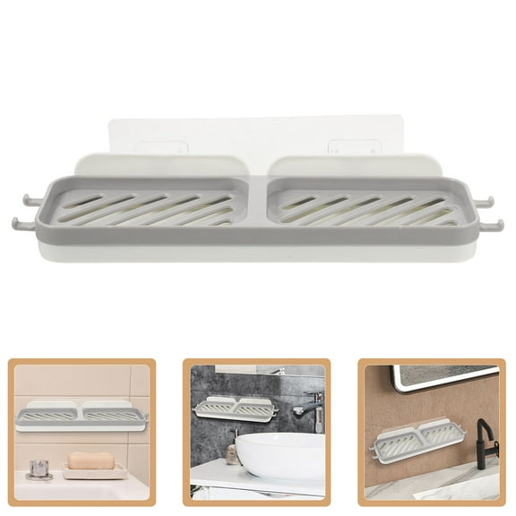 HEALEEP 1Pcs Adhesive Shower Soap Holder Wall Mounted Soap Drainer Grey White PP Bathroom