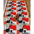 thumbnail image 2 of Stair Treads for Wooden Steps,Black Red Geometric Peel and Stick Stair Treads with Reusable Adhesive,Red White Abstract Art Modern Non Slip Indoor Stairs Runner Rugs Mats for Elders Dogs 8"x30" 7PCS, 2 of 7
