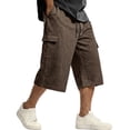 thumbnail image 2 of Dresfit Cargo Shorts for Men Baggy Drawstring Long Shorts Summer 2026 Cropped Athletic Bermuda Shorts Wide Leg Below the Knee Baggy Work Carpenter Shorts 2XL, 2 of 6