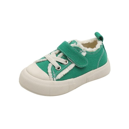 

Gomelly Kids Flats Round Toe Casual Shoes Magic Tape Canvas Sneakers Non-slip Skate Shoe Children Girls Boys Sneaker Green 5C