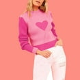 thumbnail image 2 of Valentines Sweater for Women Heart Print Turtleneck Knit Sweater Fitted Long Sleeve Pullover Base Layer for Winter Hot Pink L, 2 of 4