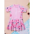 thumbnail image 3 of Alvivi Rash Guard Swimwear for Kids Girls Flower Printed Swim Dress One Piece Bathing Suit Pink 5-6, 3 of 7