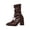 Brown, variant on Mid Calf Boots Women Fold Short Boots High Heels Block Pointed Toe Boots Dress Combat Boots for Women 2025 Fasion