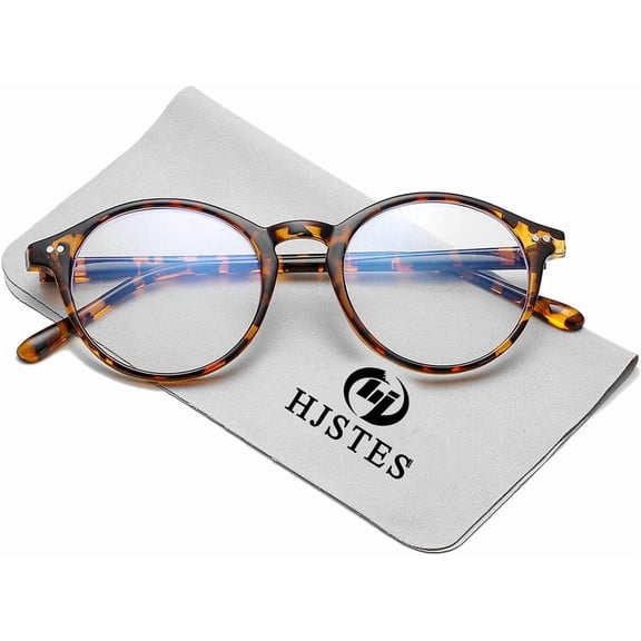 Vintage Blue Light Glasses for Women Men Round Bluelight Blocking Thick TR90 Frame Eyeglasses