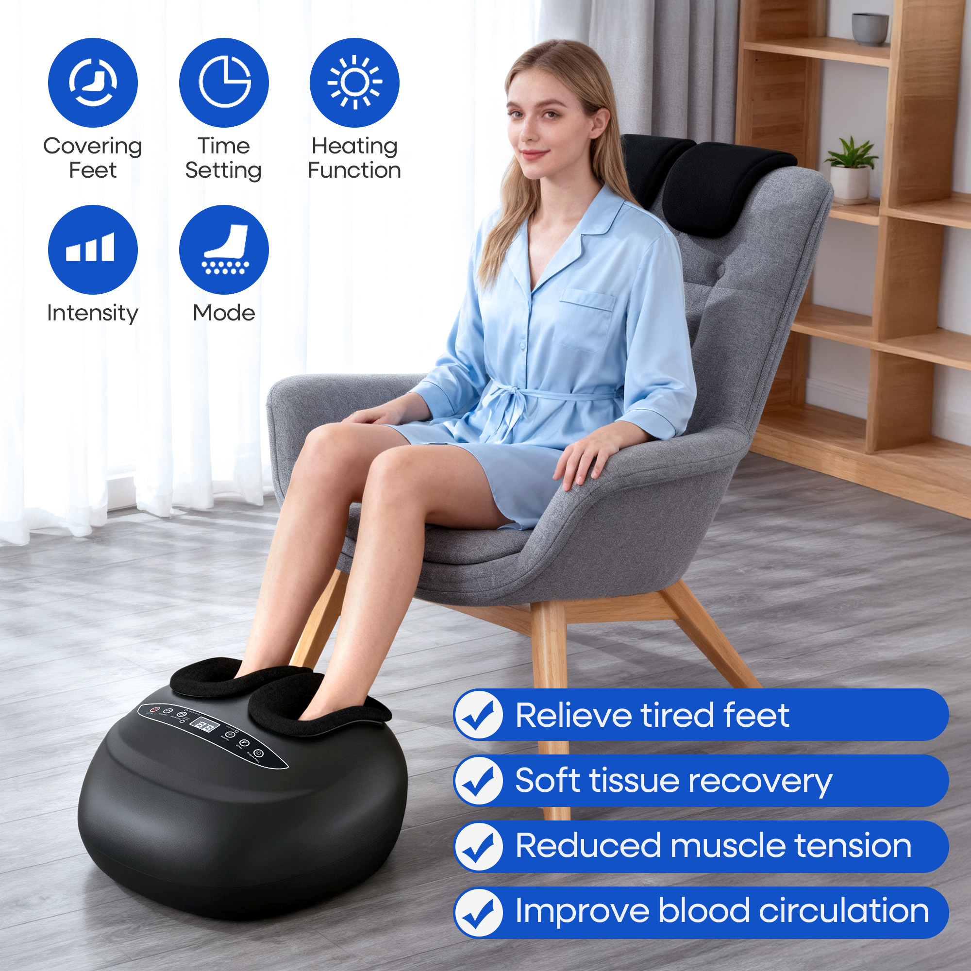 Furnibear Shiatsu Foot Massager Machine with Heat, Rolling, Deep Kneading, Shiatsu Foot Massager,Birthday Christmas Gifts for Mom Dad Women Men