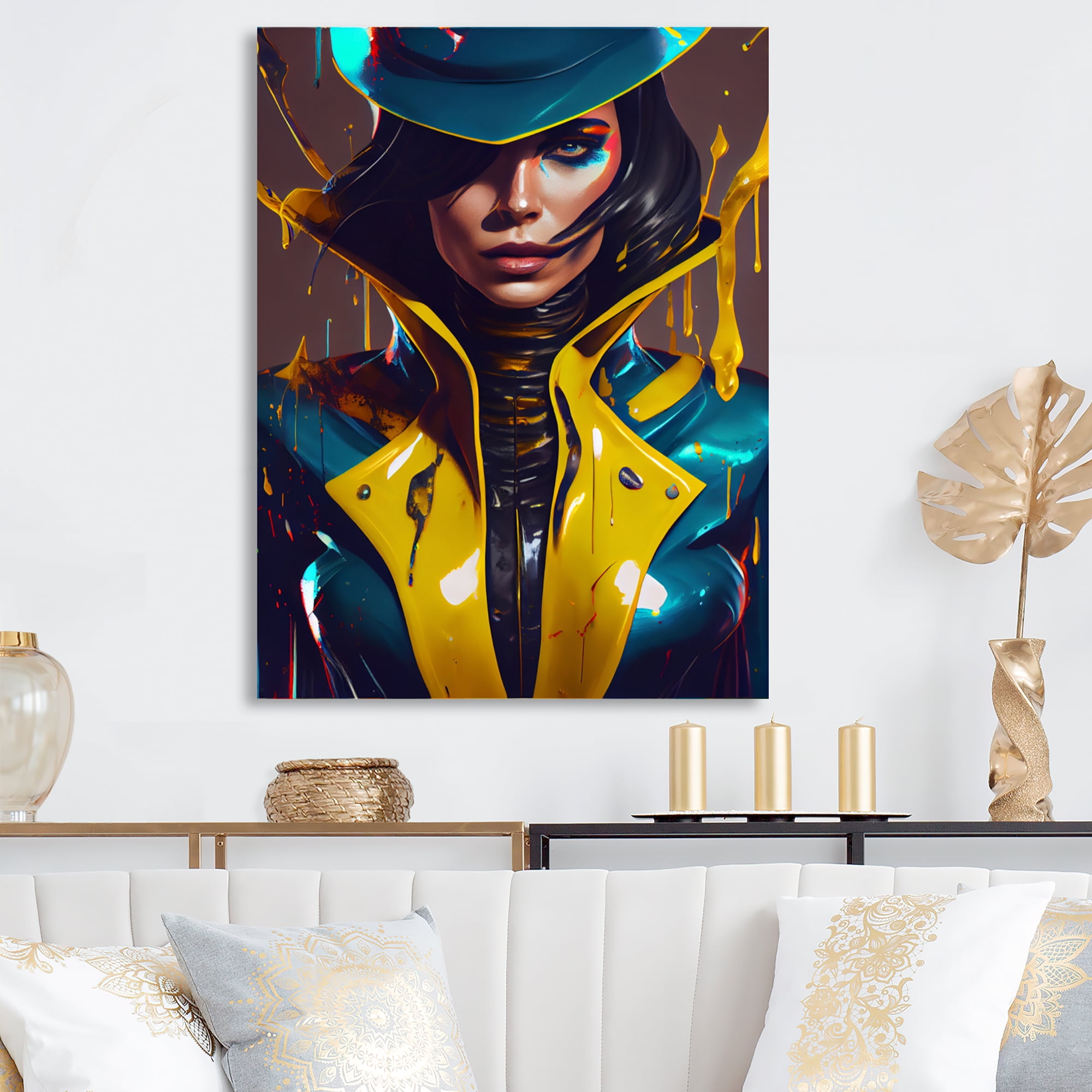 Designart Female Criminal Mastermind X Canvas Wall Art