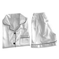 thumbnail image 4 of Women's Short Sleeve Pajama Set Short Sleeve Ice Silk Pajama Set Pajamas Pyjamas Pjs White 3XL, 4 of 4