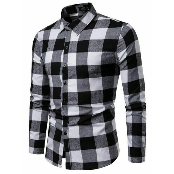Autumn Fashion Brand Men Clothes Slim Fit Men Long Sleeve Shirt Men Plaid Cotton Casual Men Shirt Social Plus Size M-XXL