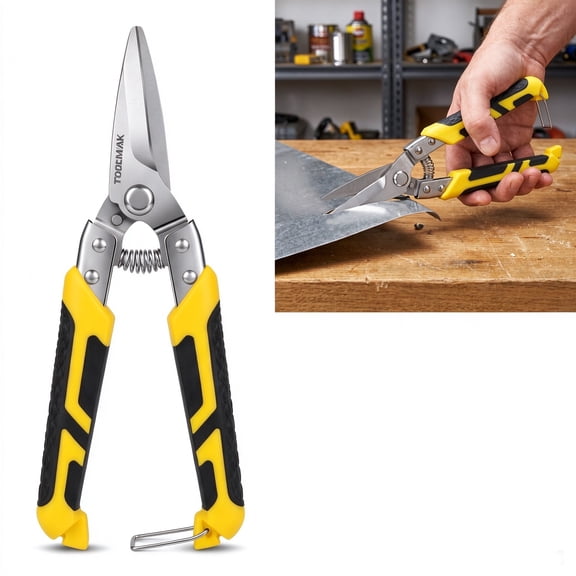 Lipengxiao 8-inch Heavy Duty Aviation Tin Snips, Stainless Steel Blades, Non-Slip Grips, Straight Metal Shears for Wire, Cable, Cardboard