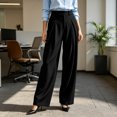 thumbnail image 6 of Achuyrbd Women's High Waisted Wide Leg Pants Button Front with Pockets Solid Color Business Casual Office Trousers Professional Work Wear, S-2XL, 6 of 6
