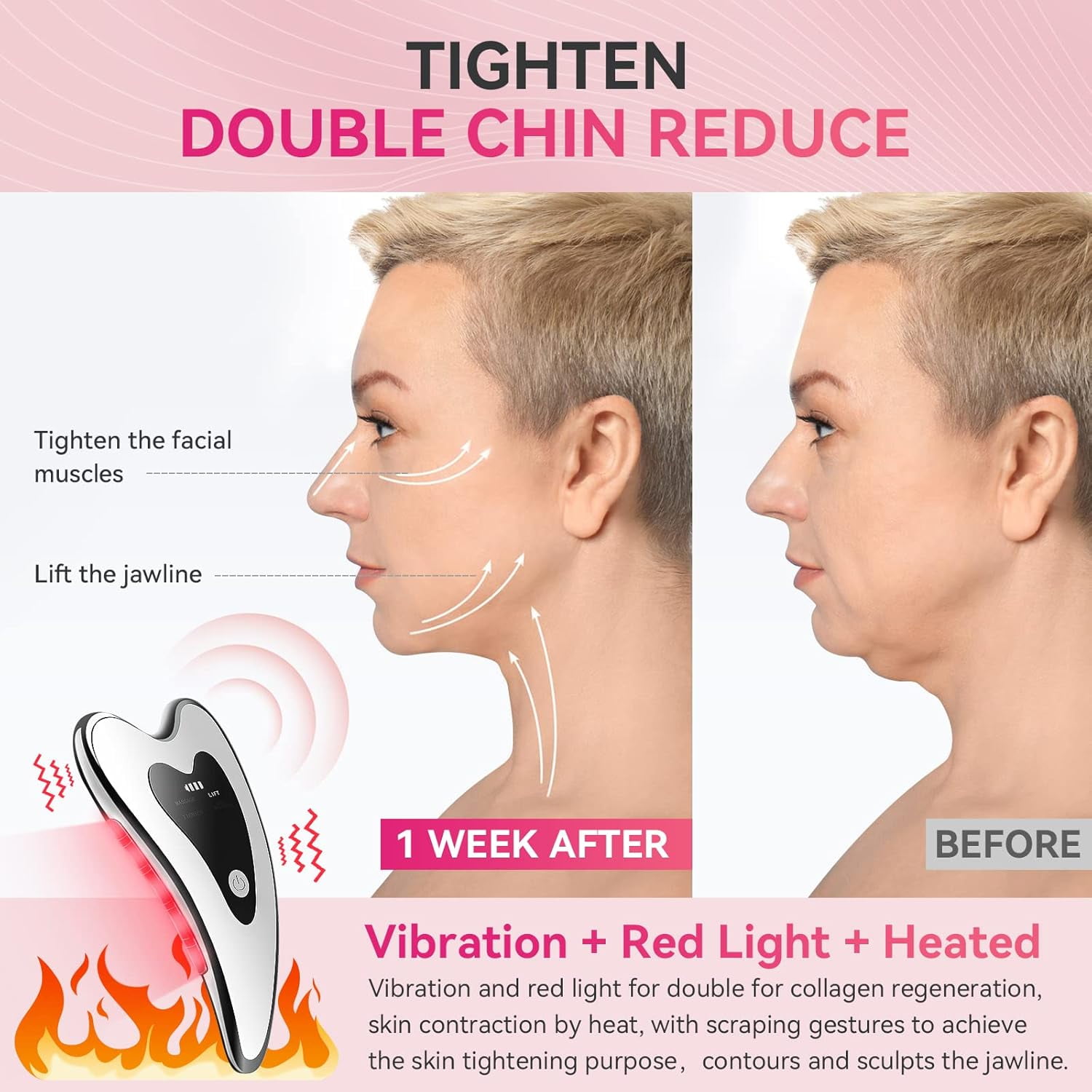 2025  3-in-1 Electric Gua Sha Massager - Heated & Vibrating Face Sculptor with Red Light Therapy for Anti-Aging