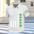 thumbnail image 4 of Mens Polo T-Shirt Saint Patrick'S Day Long Sleeve Classic Fit Green Summer Shirt for Men,White,2XL, 4 of 5