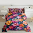 thumbnail image 2 of Manfei Watercolor Peony Flower Bedding Comforter Set 2pcs, Colorful Floral Twin Comforter Sets, Oil Painting Blossoms Bedding Set, Lightweight Room Decor, 2 of 8