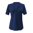 thumbnail image 6 of Womens Solid Color Short Sleeve Lapel Collar Shirt,Breathable V-Neck Blouse with Sun Protection,Lightweight Casual Top for Work Office,Summer Vacation, Daily Wear,Comfortable Casual Shirt Dark Blue, 6 of 7