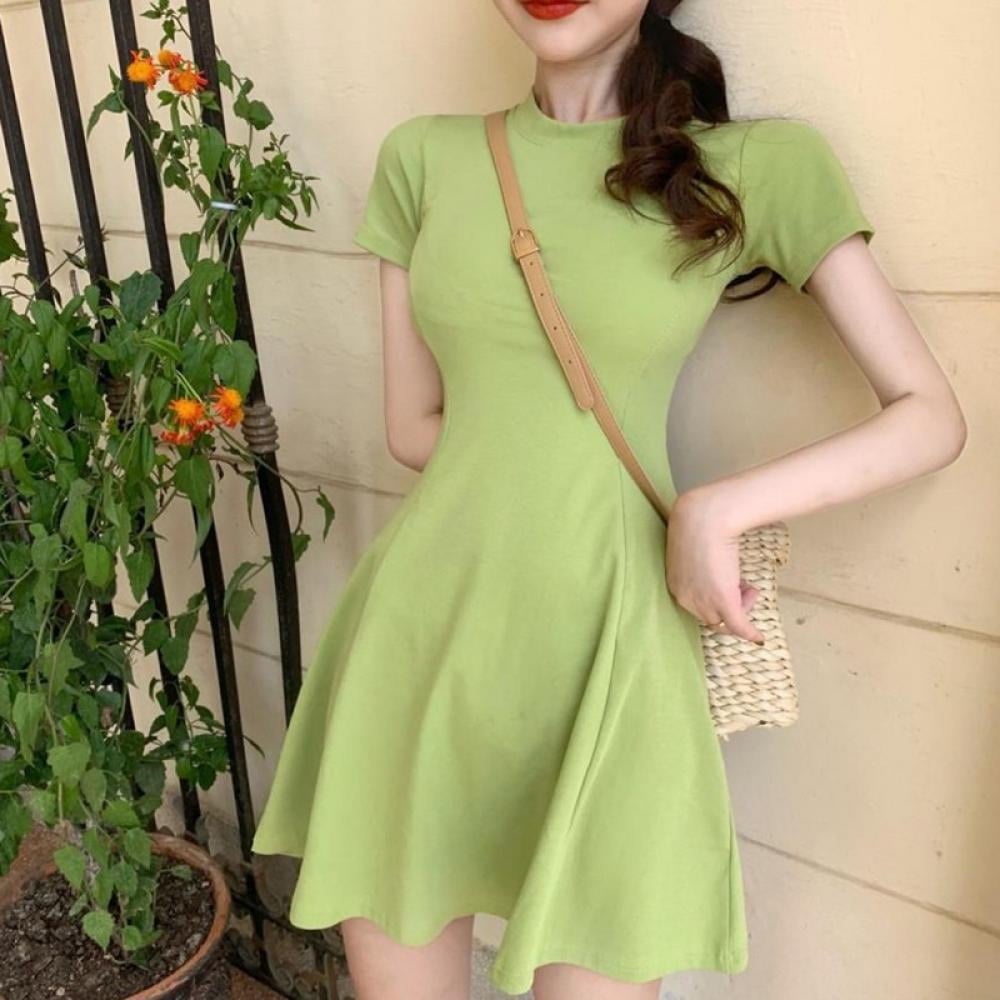 Zara Basic Mini Dress green casual look Fashion Dresses Mini Dresses 