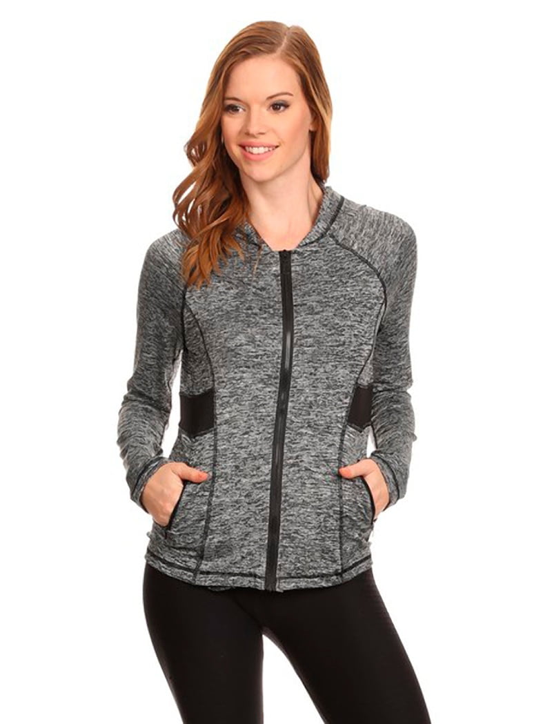 Women's Active Wear Zip Up Jacket With Hoodie - Walmart.com
