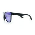 thumbnail image 6 of Hipster Color Mirror Inset Shield Lens Horn Rim Retro Plastic Sunglasses Black - Teal Mirror, 6 of 7