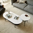 thumbnail image 4 of Coffee table  ceramic Coffee Table, MDF painting  Double Layer  Coffee Table for Living Room, white ceramic and Coffee Brown Bottom Shelf, 4 of 5