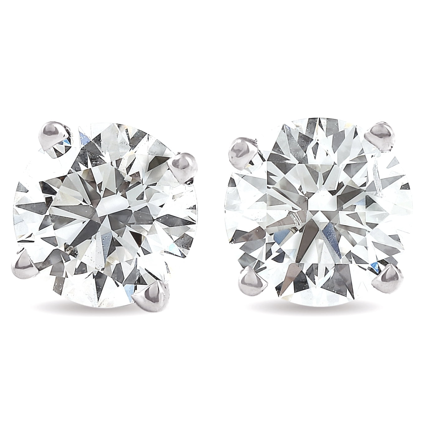 4Ct Round Cut Moissanite Women Stud Earrings In Solid 14K Real White Gold