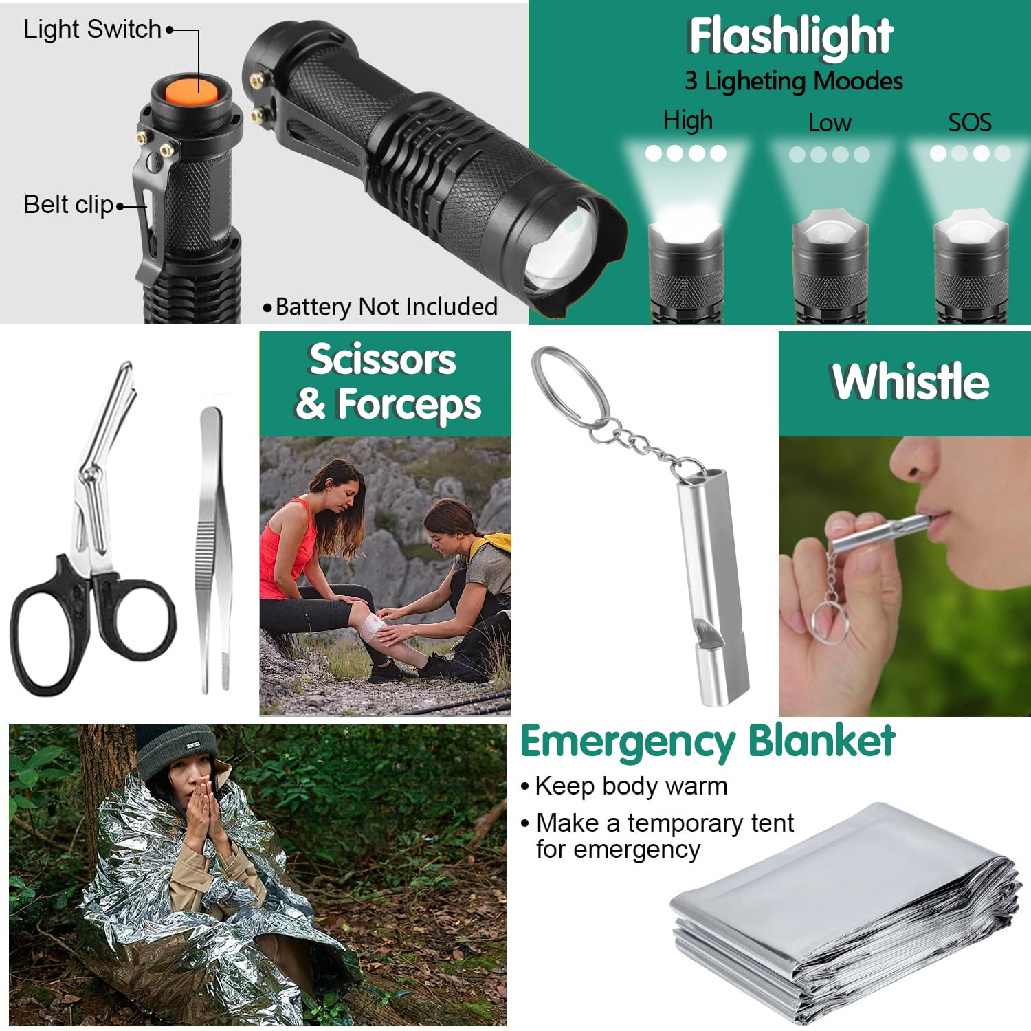 TEIPUERY Survival Kit 35 in 1,Emergency Survival Gear and Equipment, Fishing Hunting Birthday for Men, Camping Accessories, Cool Gadget, Camping Essentials