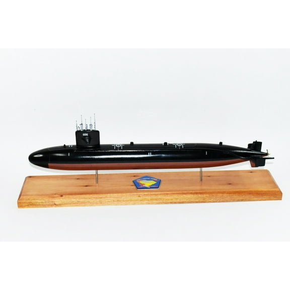 USS L. Mendel Rivers SSN-686 Submarine Model, US Navy, Scale Model, Mahogany, Sturgeon Class