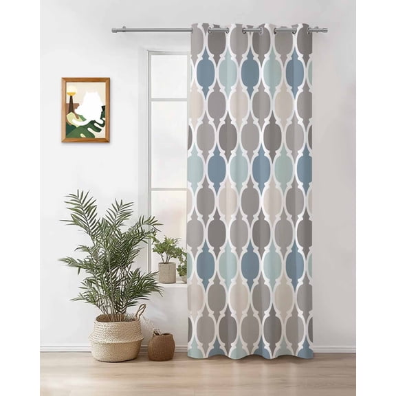Blue Grey Thermal Insulated Blackout Curtains for Bedroom 84 Length Morocco Trellis Textured Modern Art Room Darkening Curtain 1 Panel Grommet Window Curtain Drape for Living Room Nursery Room