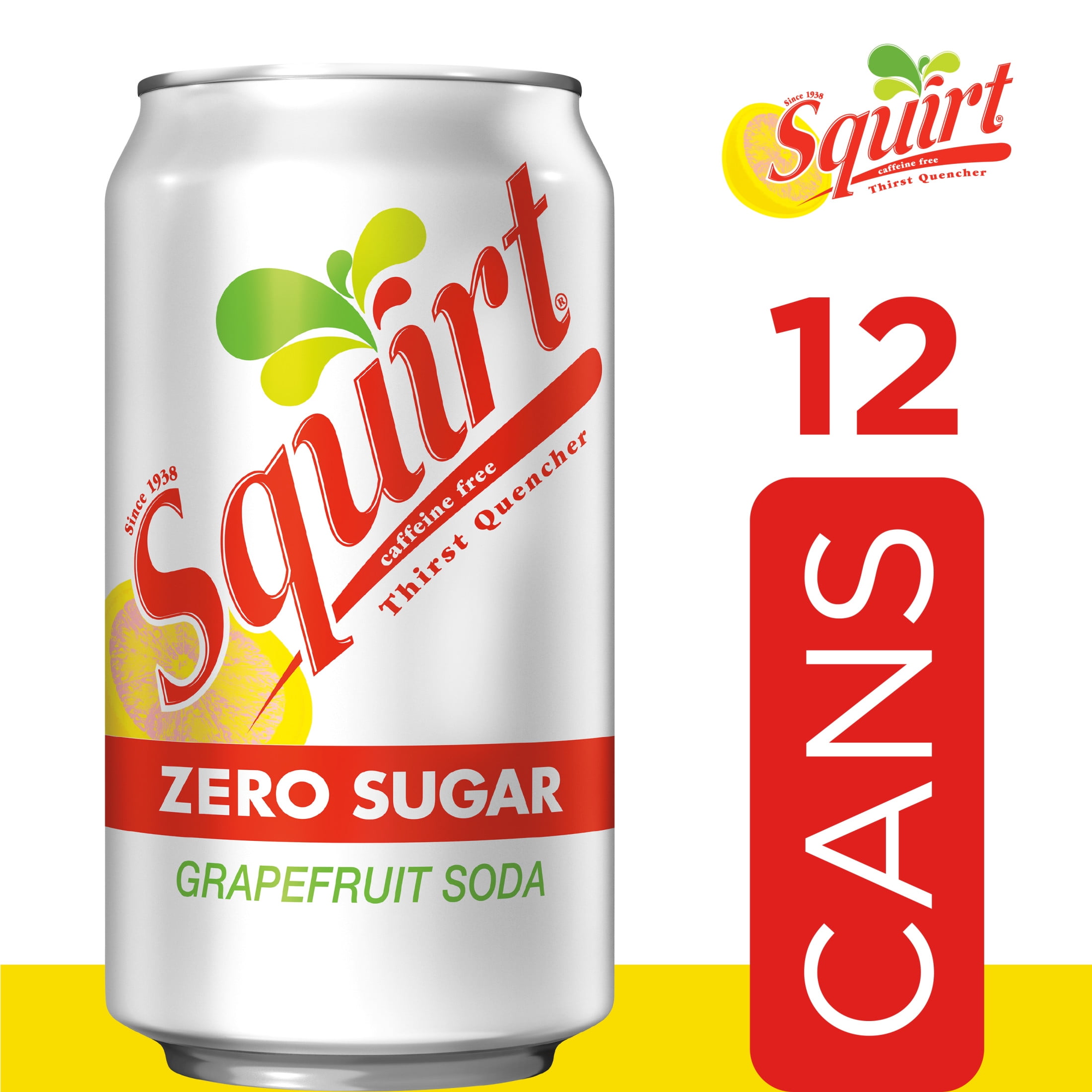 Squirt Zero Sugar Grapefruit Soda Pop, 12 fl oz, 12 Pack Cans